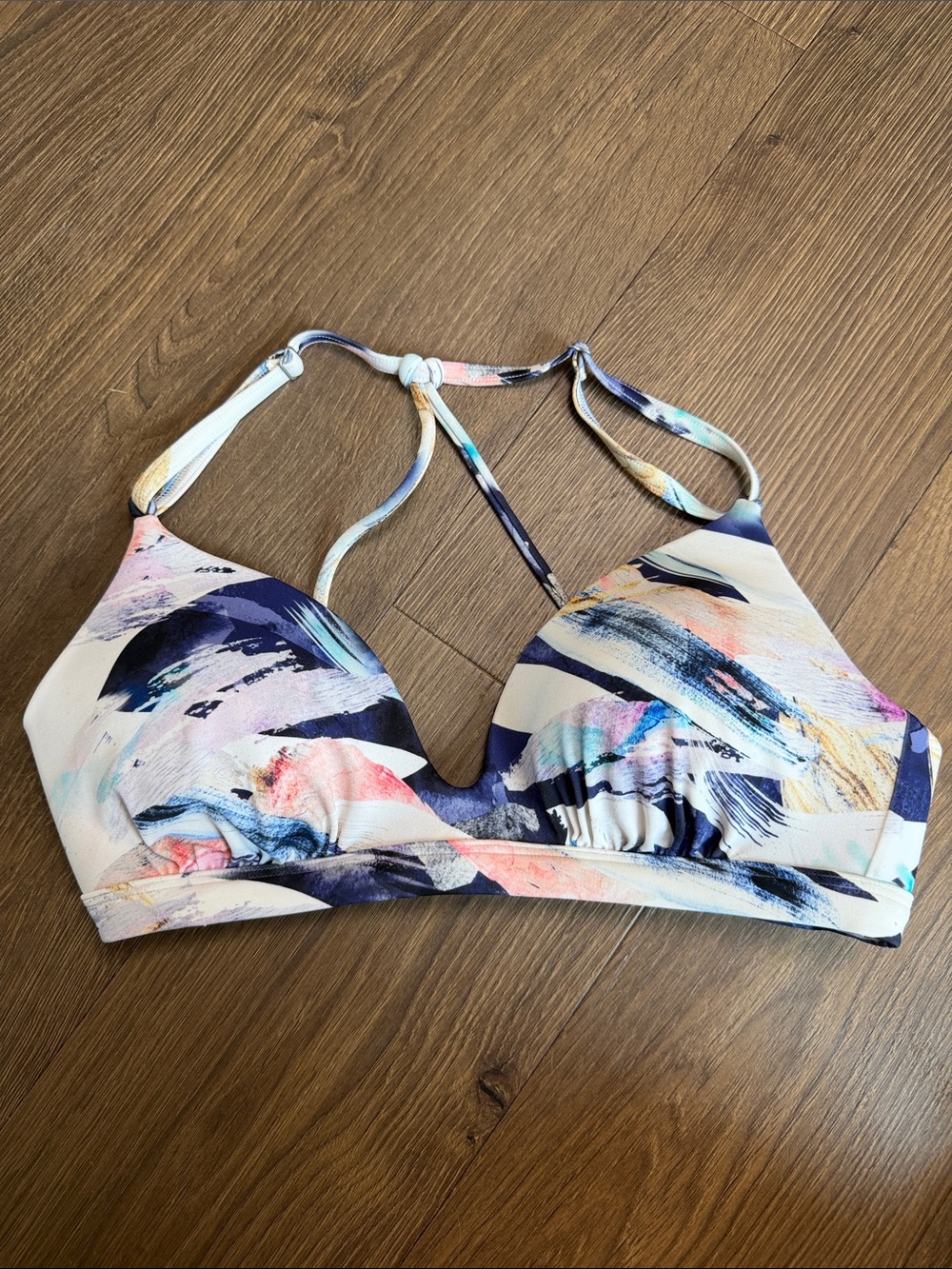 Athleta Vivid Prism Triangle Bikini Top Size S Multicolor Abstract Print Swim